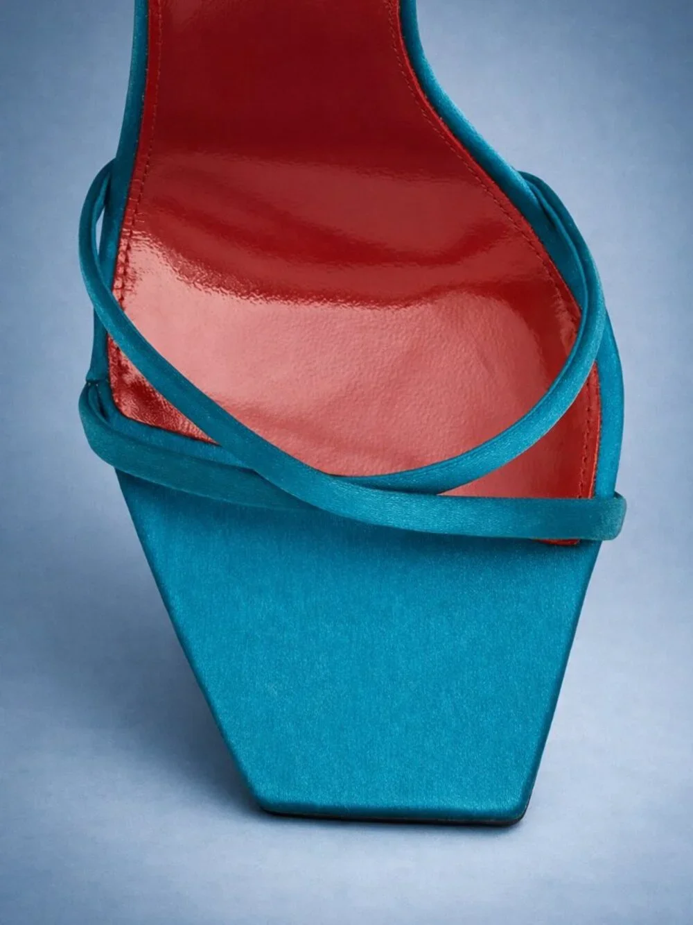 Saint Laurent Women's Blue Opyum 110 Satin Sandal - Picture 3 of 5